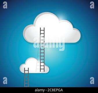 Cloud ladder steps illustration design over a blue background Stock Vector