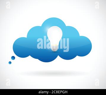 Thinking cloud light bulb illustration design over a white background Stock Vector