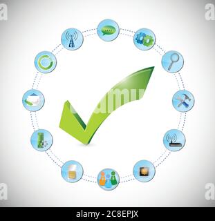 Tool working perfect concept. check mark approval illustration design Stock Vector