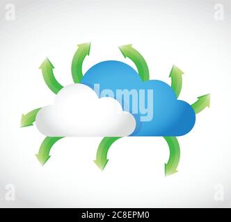 Cloud connection and multiple destinations illustration design over a white background Stock Vector