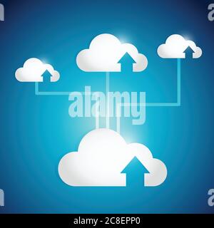 Cloud computing arrow network illustration design over a blue background Stock Vector