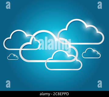 Border clouds illustration design over a blue background Stock Vector