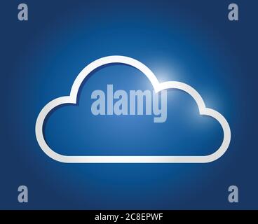 White border cloud illustration design over a blue background Stock Vector