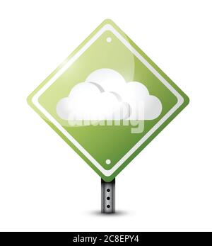 Cloud computing road sign illustration design over white Stock Vector