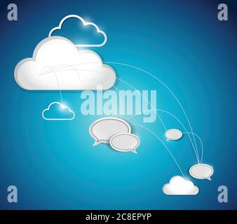 Cloud computing communication network illustration design over a white background Stock Vector