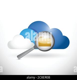 Cloud computing folder information review illustration design over a white background Stock Vector