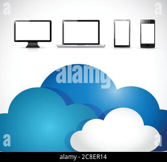 Clouds and electronics. illustration design over a white background Stock Vector