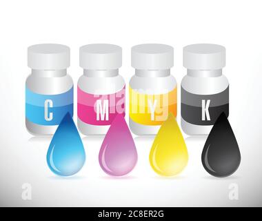 Cmyk ink jars illustration design over a white background Stock Vector