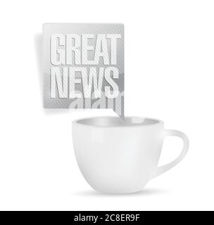 Great news and coffee mug. illustration design over a white background Stock Vector