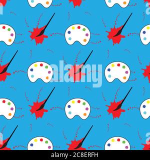 Cute hand drawn colorful paint tool seamless vector pattern background. Stock Vector