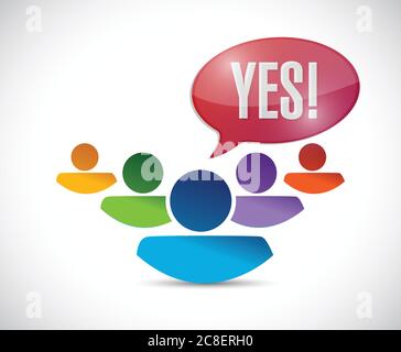 Yes message people illustration design over a white Stock Vector