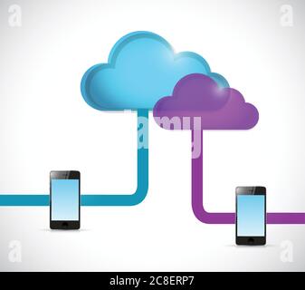 Cloud and phone network illustration design over a white background Stock Vector