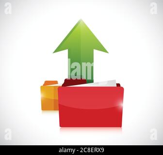 Folders and transferring arrows. illustration design over white Stock Vector