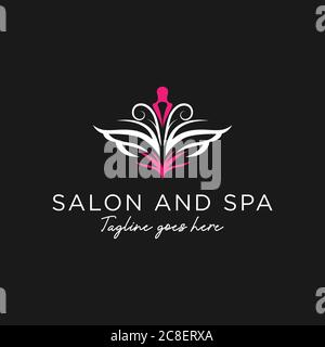 Luxury Salon and SPA Logo vector logo for Beauty woman and relaxation treatments,  abstract female fashion logo design template Stock Vector