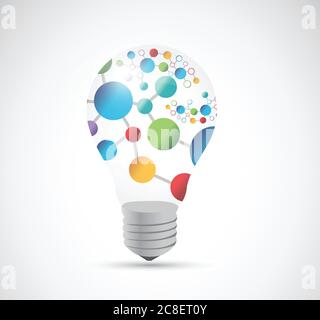 Light bulb atop connection illustration design over a white background Stock Vector
