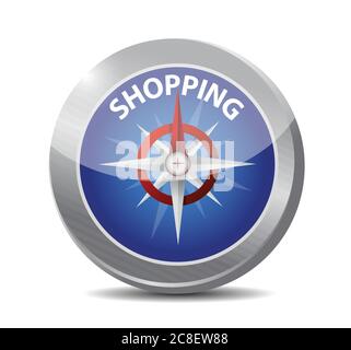Compass guide to shopping illustration design over a white background Stock Vector