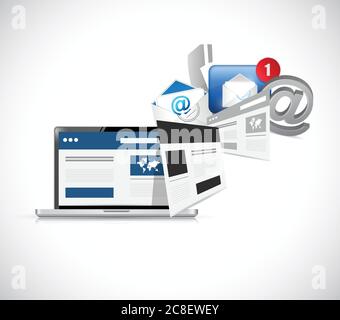 Contact us websites. computer concept illustration design over a white background Stock Vector