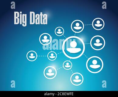 Big data network communication diagram illustration design over a blue background Stock Vector
