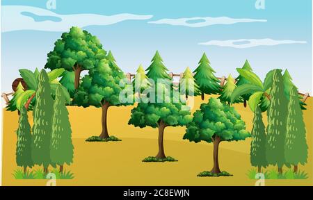 different types of tree in a dry desert Stock Vector