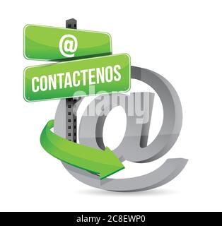 Contact us at symbol in spanish. illustration design over a white background Stock Vector