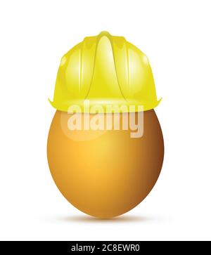 Construction helment over an egg. illustration design over a white background Stock Vector