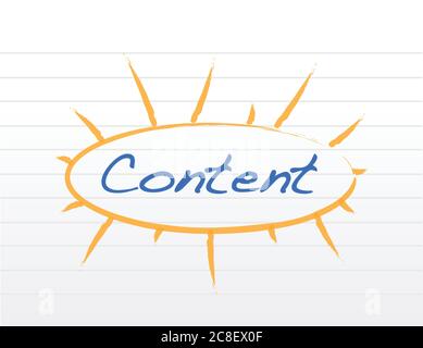 Word content circle over a white piece of paper. illustration design Stock Vector