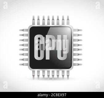 Cpu chip illustration design over a white background Stock Vector