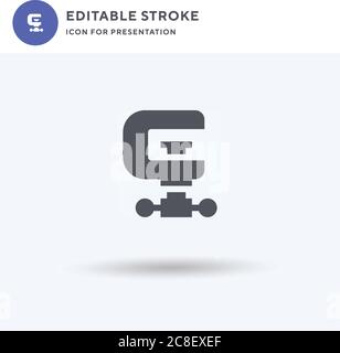 Clamp icon vector, filled flat sign, solid pictogram isolated on white, logo illustration. Clamp icon for presentation. Stock Vector