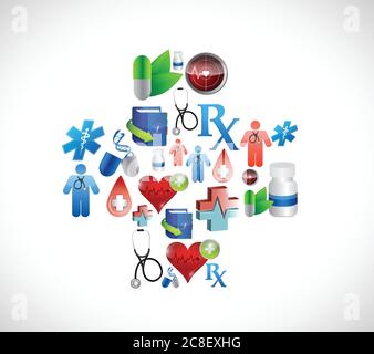 Medical cross icons concept illustration design over white Stock Vector