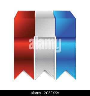 Cube with color banners illustration design over a white background Stock Vector