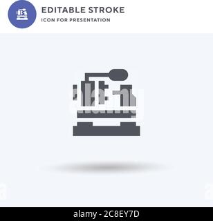 Lathe Machine icon vector, filled flat sign, solid pictogram isolated on white, logo illustration. Lathe Machine icon for presentation. Stock Vector