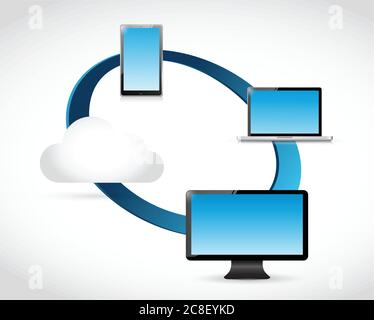 Cloud computing cycle concept over a white background Stock Vector