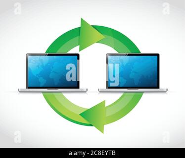 Computer laptop cycle illustration design over a white background Stock Vector