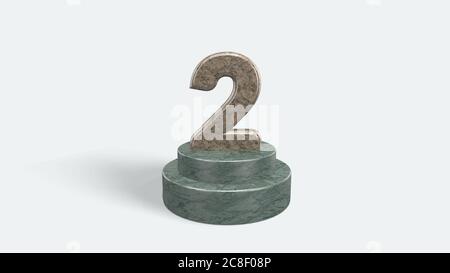 3d marble number 2 3d render on white background Stock Photo