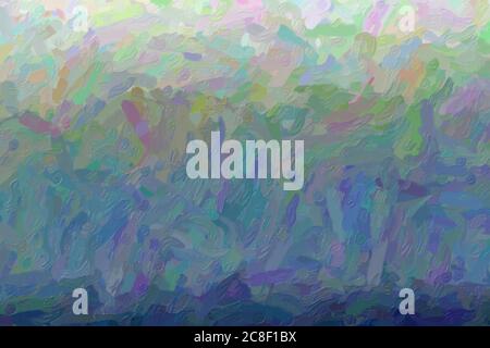 Blue and light green waves Impressionist Impasto abstract paint background. Stock Photo