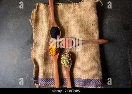 Assortment of Spices on a background Stock Photo