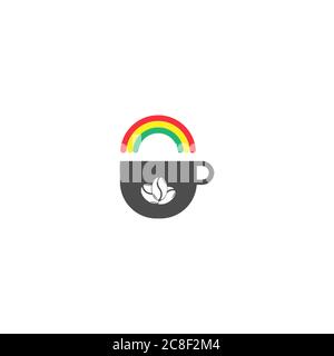 Coffee Logo. Modern Icon Symbol Monochrome Mono-line Minimalism vector logo for coffee shop. Stock Vector