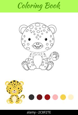 Coloring book little baby jaguar sitting. Coloring page for kids ...