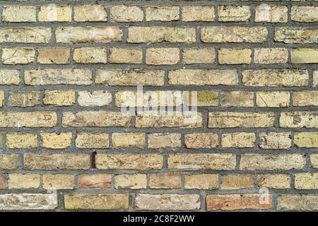 the texture is made of yellow old bricks Stock Photo