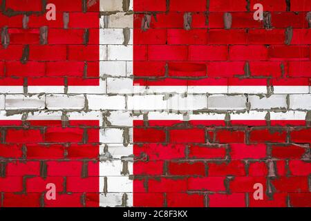 Flag of Denmark painted on a cinder block wall Stock Photo - Alamy