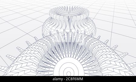 Abstract technology background with gears or cog wheels scheme or blueprint in perspective view Stock Vector