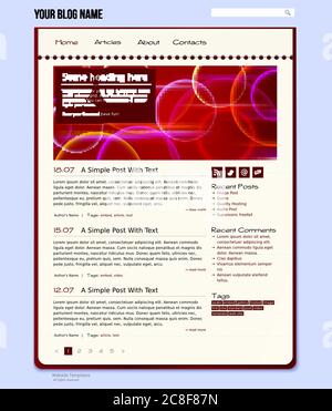 Vector template modern web page for blogger. Landing page in notebook style Stock Vector