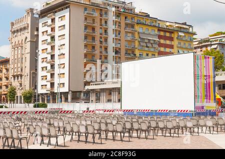 La Spezia, Italy - July 23, 2020 - An outdoor movie theater during the summer of the coronavirus in Italy Stock Photo