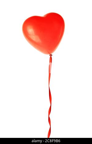 red heart-shaped balloon isolated on white Stock Photo