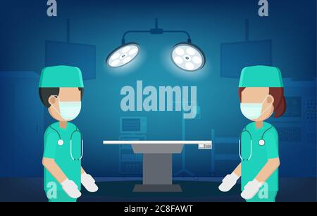 Surgeon in surgery room flat design vector illustration Stock Vector