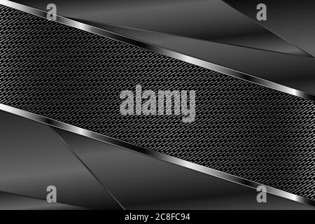 Metallic background.Gary and silver with carbon fiber texture.Metal technology concept. Stock Vector