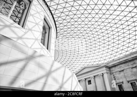 Cellular glass and steel roof structure of the British Museum Great Court in the Bloomsbury district of London UK
