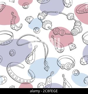 Jewel graphic color seamless pattern sketch background illustration vector Stock Vector