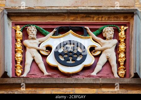 relief of the weigh house in the old city, Germany, Lower Saxony, Osnabrueck Stock Photo