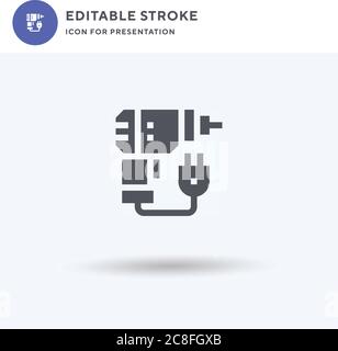 Driller icon vector, filled flat sign, solid pictogram isolated on white, logo illustration. Driller icon for presentation. Stock Vector
